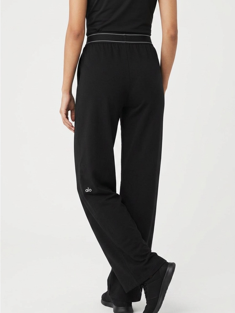 ALO Yoga Black Wide-Leg Relax Fit Pants - Picture 8 of 16